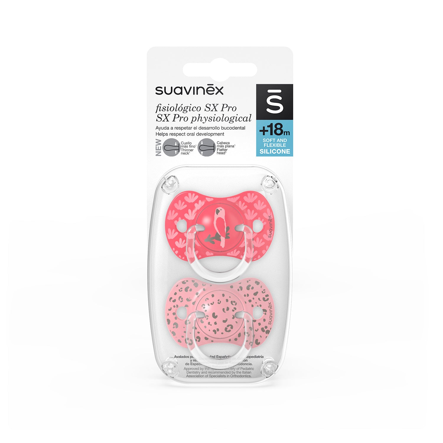 Suavinex Pack 2 Chupetes Fisiológicos Sx Pro Jungle Rosa 18+M