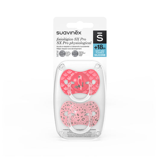 Suavinex Pack 2 Chupetes Fisiológicos Sx Pro Jungle Rosa 18+M