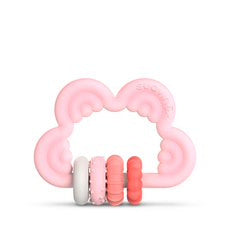 Suavinex Mordedor De Silicona +6 Meses. Mordedor Didáctico. Anillo De Dentición Flexible Y Ligero. Diseño Nube. Color Rosa 
