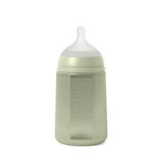 Suavinex Biberón Con Botella De Silicona De 240 Ml, Tetina Fisiológica Sx Pro, Flujo Medio (M). +3 Meses. Colour Essence, Verde