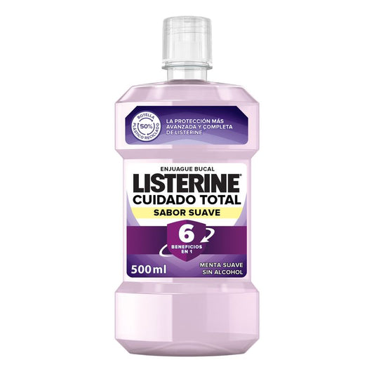 Listerine, Enjuague Bucal Cuidado Total Sabor Suave, 500 ml