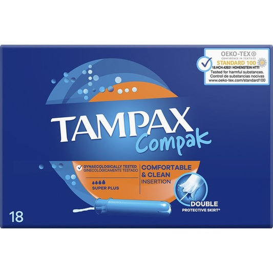 Tampax Compak Super Plus Tampones Con Aplicador , 18 unidades