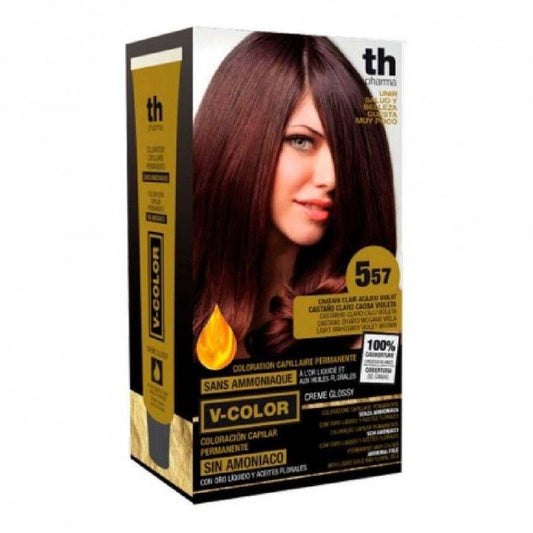 Th Pharma V Color- Kit Tinte Nº 5.57 Sin Amoniaco C/Oro Líquido 