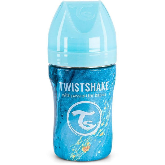 Twistshake Biberón Anticólicos De Acero Azul , 260 ml