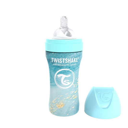 Twistshake Biberón Anticólicos Acero Azul , 330 ml