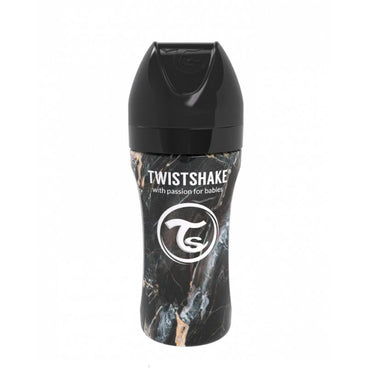 Twistshake Biberón Anticólicos Acero Negro , 330 ml