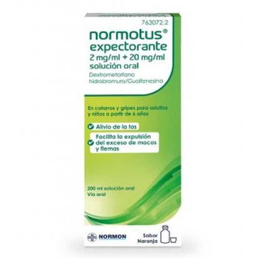 Normotus Expectorante 2 mg/ml + 20 mg/ml Solución Oral 1 Frasco, 200 ml