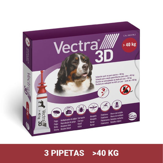 Vectra 3D Perro +40 kg, 3 Pipetas