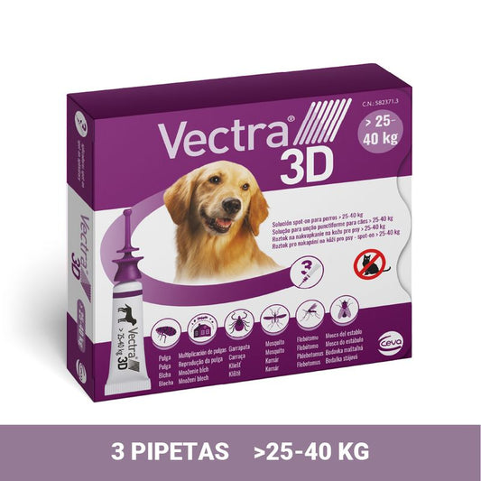Vectra 3D Cão 25-40 kg, 3 Pipetas