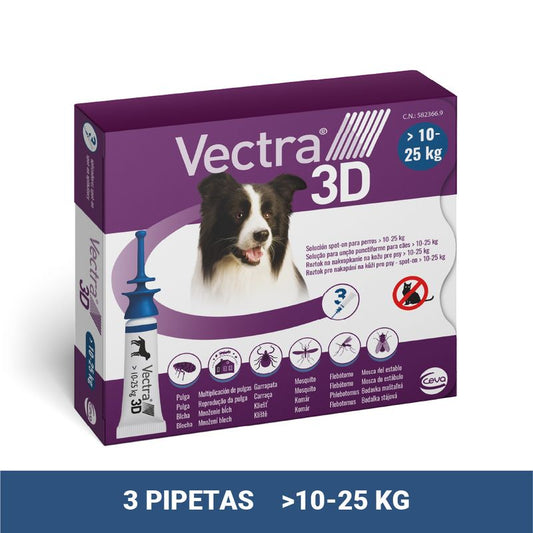 Vectra 3D Perro 10-25 kg 3 Pipetas