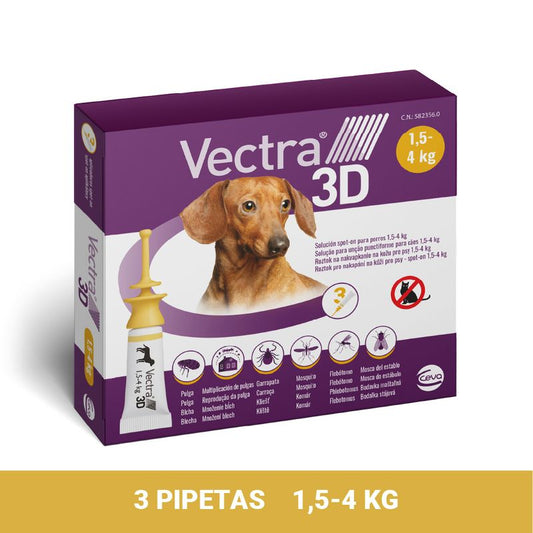 Vectra 3D Perro 1,5-4 Kg, 3 Pipetas