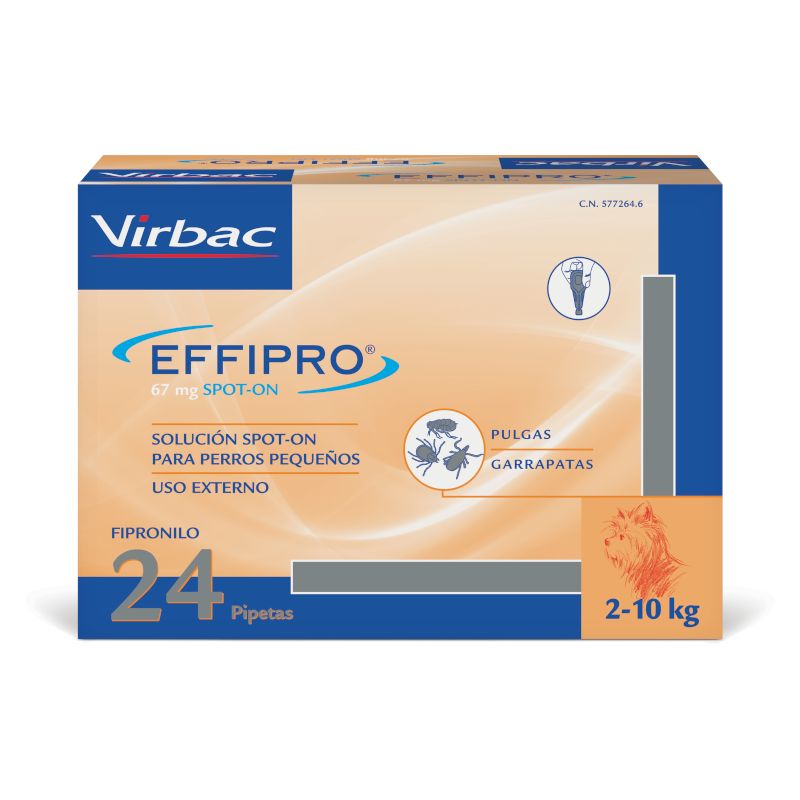 Effipro 67 Mg Spot-On Perros Pequeños 2-10Kg, 24 Pipetas