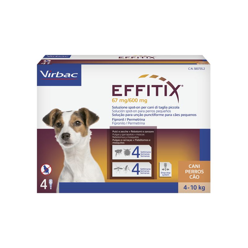 Effitix S Antiparasitarios Perros Pequeños 4-10 Kg, 4 Pipetas