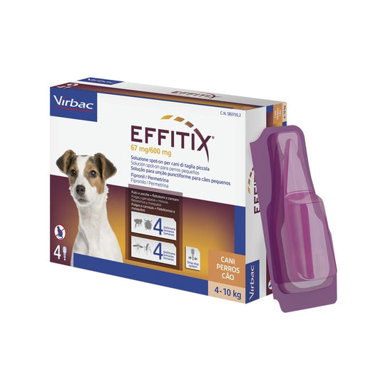 Effitix S Antiparasitarios Perros Pequeños 4-10 Kg, 4 Pipetas