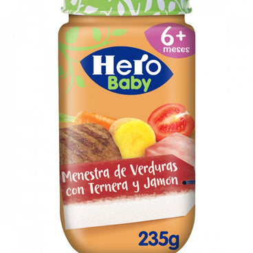 Hero Baby Tarrito Hero Baby Menestra De Verduras Con Ternera Y Jamón, 235g 1