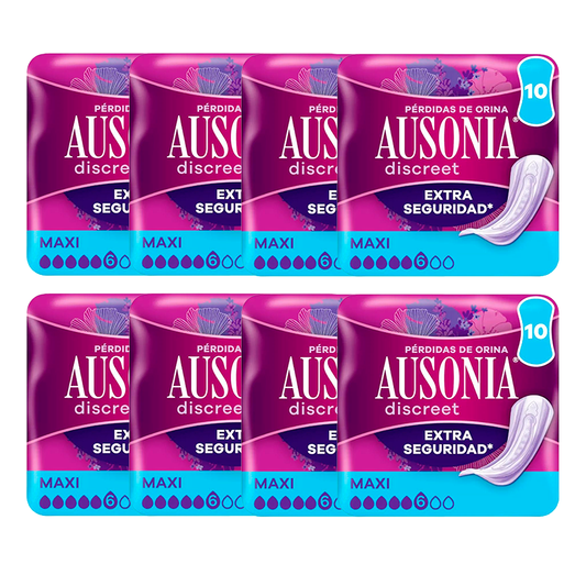 Ausonia Pack Discreet Compresas Para Pérdidas De Orina Para Mujer Maxi, 8 x 10 Unidades