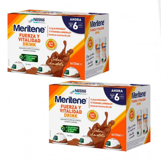 Meritene Drink Fuerza Y Vitalidad Sabor Chocolate 2X6, 125 Ml