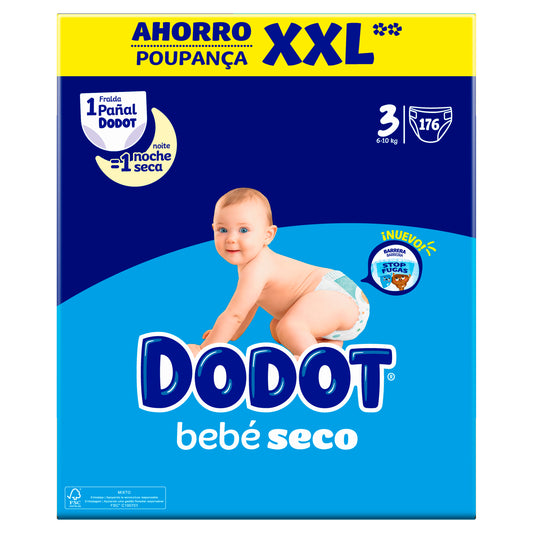 Dodot Bebé-Seco Pañales Talla 3 , 176 unidades