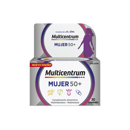 Multicentrum Mujer 50+ Complemento alimenticio Multivitamínico, 30 comprimidos