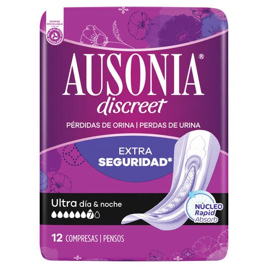 Ausonia Discreet Compresas Para Pérdidas De Orina , 12 unidades