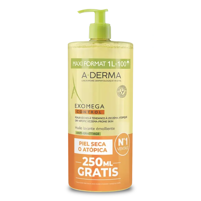 A-Derma Aceite Limpiador Emoliente Anti-Picor Exomega Control , 1000 ml