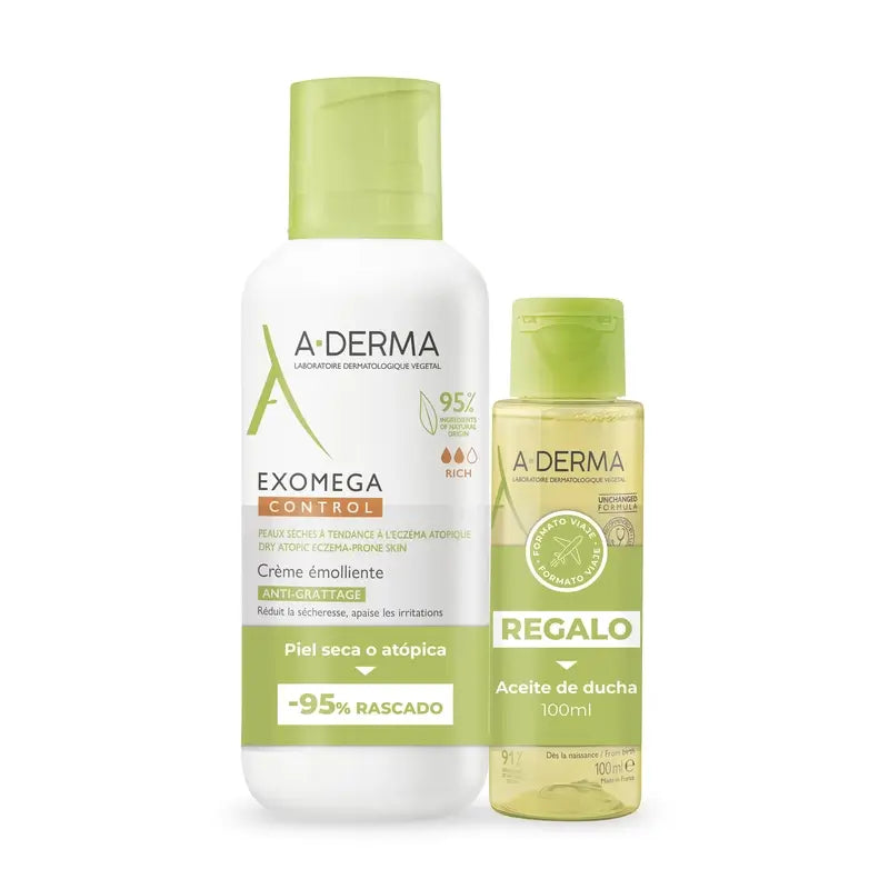 A-Derma Exomega Control Crema Emoliente Antiirritación Pack 400ml + Aceite 100ml Regalo