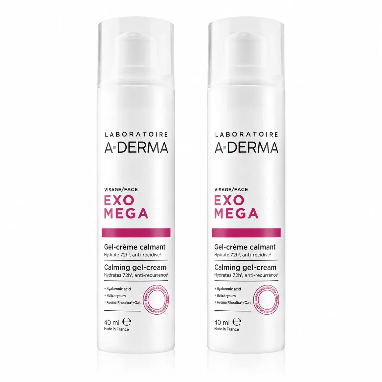 A-Derma Exomega Gel-Crema Facial Calmante, 40 ml, pack 2