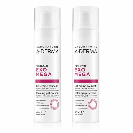 A-Derma Exomega Gel-Crema Facial Calmante, 40 ml, pack 2