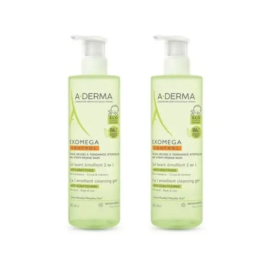 A-Derma Exomega Gel Limpiador 2 En 1, 2X500 Ml