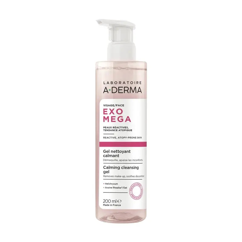 A-Derma Exomega Gel Limpiador Facial Calmante, 200 ml