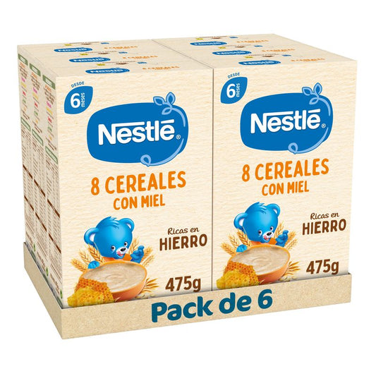 Nestlé Pack 6 Papillas 8 Cereales Con Miel ,  475g