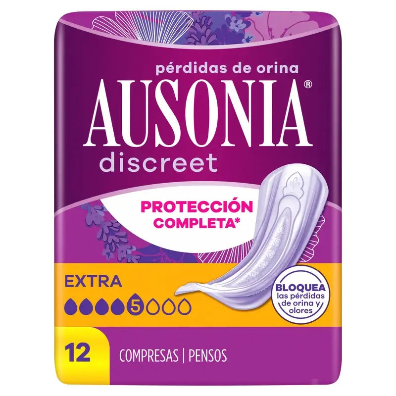 Ausonia Discreet Compresas para Pérdidas de Orina Extra, 12 Unidades