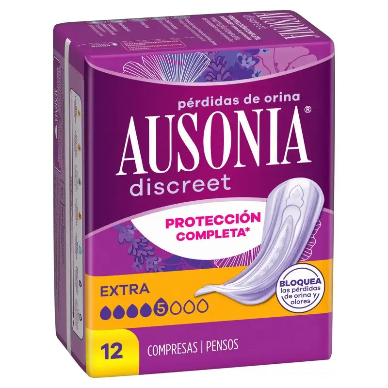 Ausonia Discreet Compresas para Pérdidas de Orina Extra, 12 Unidades