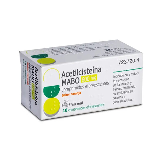 Acetilcisteina Mabo 600 mg Sabor Naranja, 10 comprimidos Efervescentes