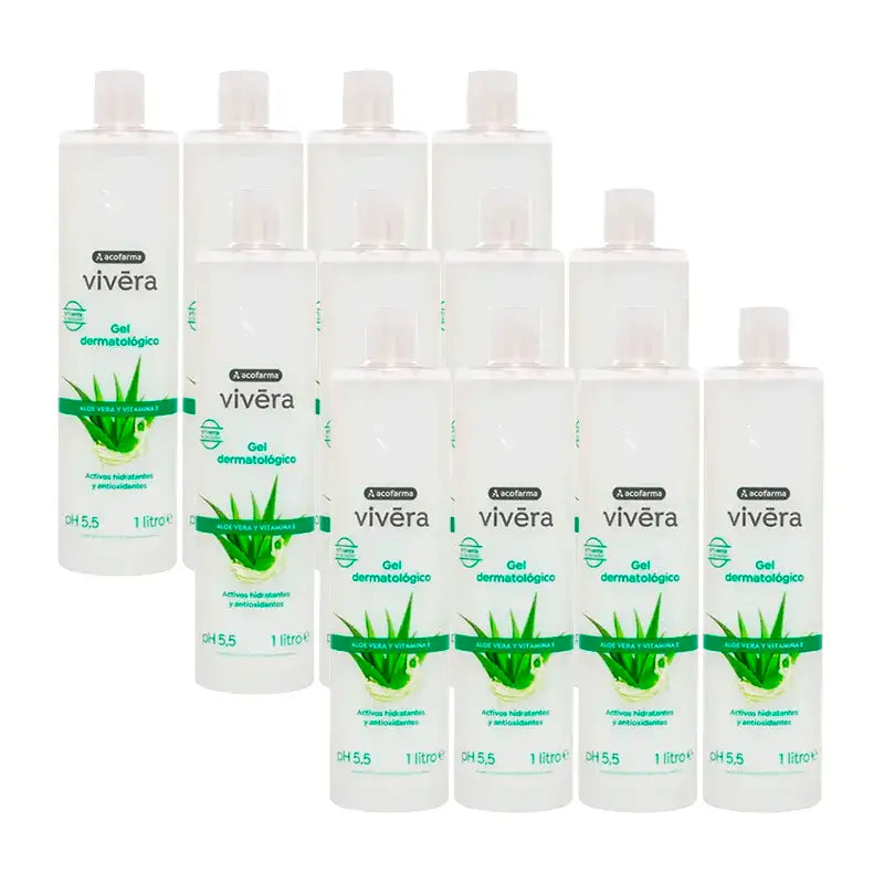 Acofar Vivera Gel Aloe Vera Vitamina E, Pack 12 x 1 Litro