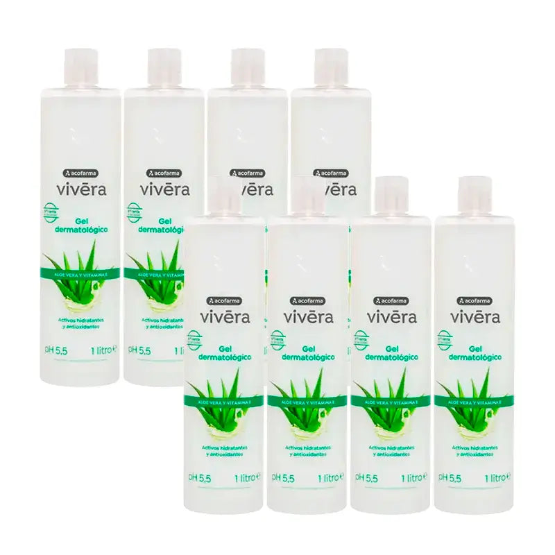 Acofar Vivera Gel Aloe Vera Vitamina E, Pack 8 x 1 Litro