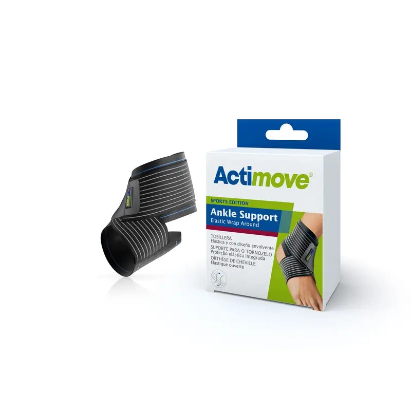 Actimove Tobillera Elástica Con Cincha Estabilizadora Ajustable, Color Negro, Talla  S