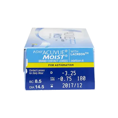 Acuvue 1 Day Moist  Lentillas Tóricas Diarias , 30 unidades - -3.75, -1.25, 110, 8.5, 14.50