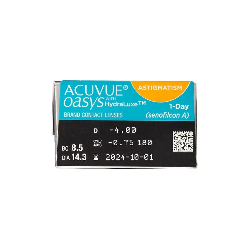 Acuvue Oasys 1 Day With Hydraluxe Lentillas Tóricas Diarias , 30 unidades - +0.00, -1.25, 70, 8.5, 14.30