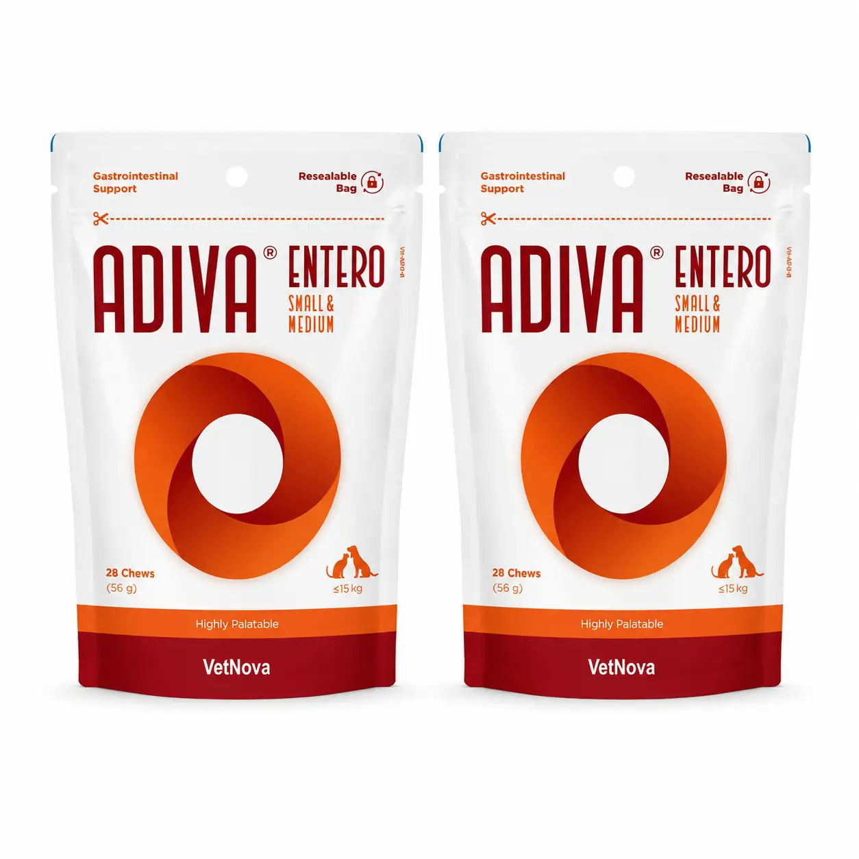 Adiva Vetnova Adiva Entero Small&Medium, 28 Chews , pack 2
