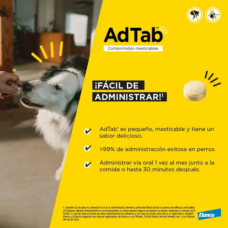 AdTab 112Mg Comp. Masticables Perros 2,5-5,5Kg, 3Cpd