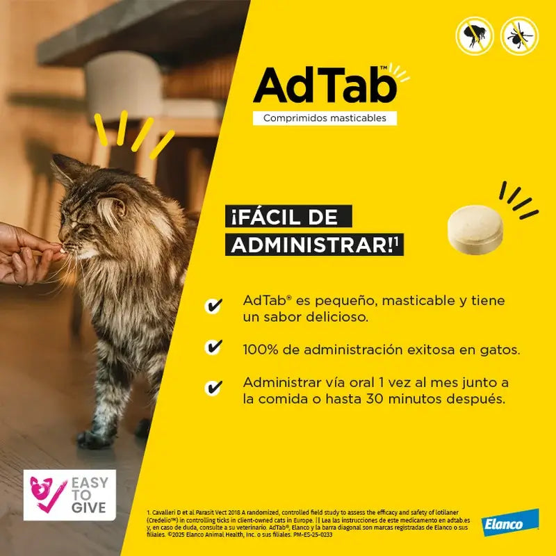AdTab 12Mg Comp. Masticables Gatos 0,5-2Kg, 3Cpd