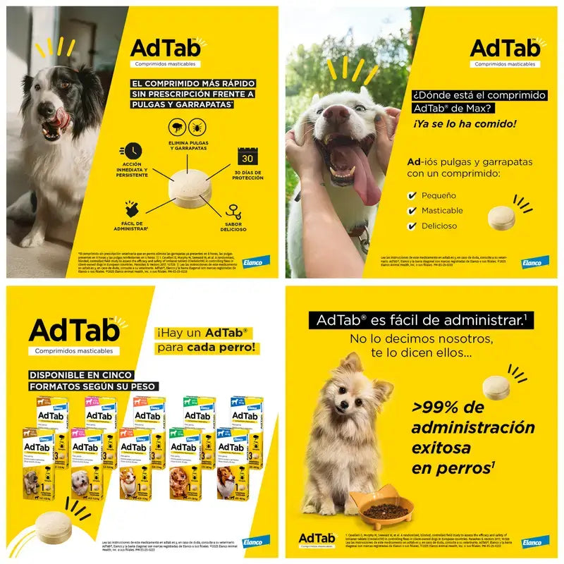 AdTab 225Mg Comp. Masticables Perros 5,5-11Kg, 1Cpd