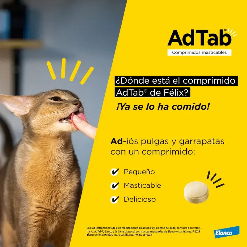 AdTab 48Mg Comp. Masticables Gatos 2-8Kg, 3Cpd