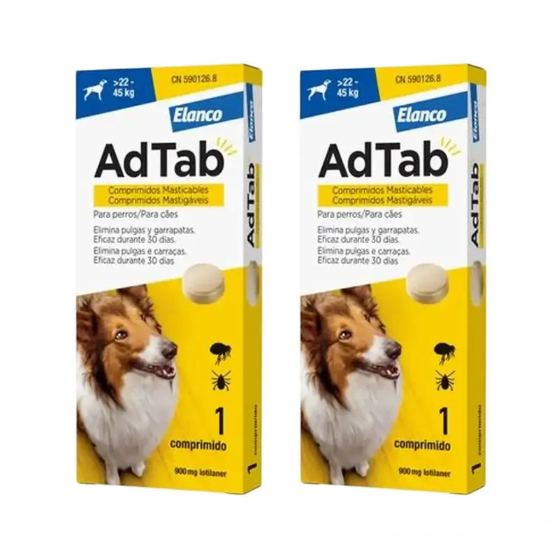 Adtab 900Mg Comprimidos Masticables Perros 22-45Kg, 2 Comprimidos