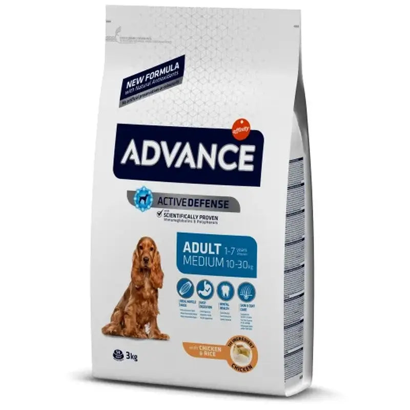 Advance Canine Adult Medium Pollo Arroz 3Kg, pienso para perros