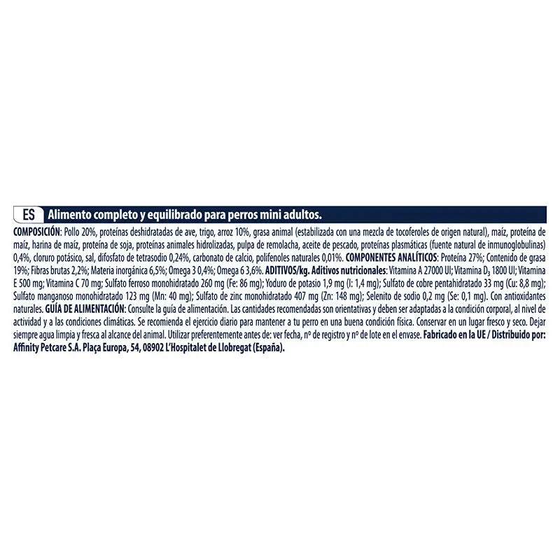 Advance Canine Adult Mini Pollo Arroz 3Kg, pienso para perros