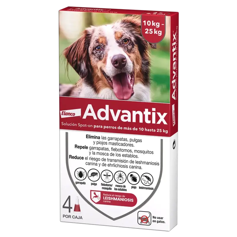 Advantix Pipetas Antiparasitarias Para Perros De 10 a 25 Kg 4Unidades x 2.5 ml