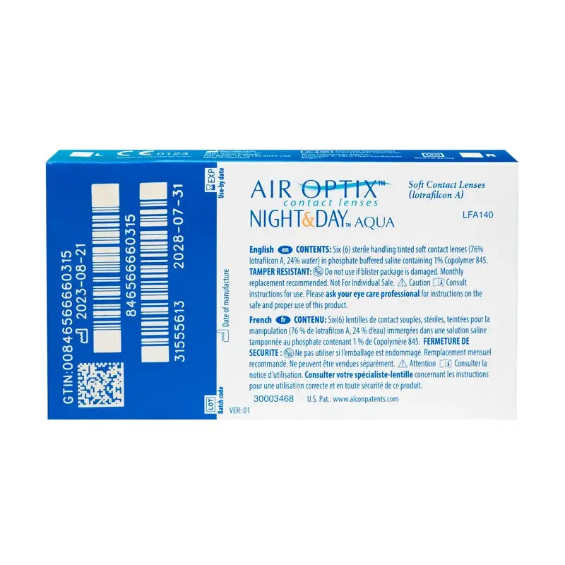 Air Optix  Night&Day Aqua Lentillas Esféricas Mensuales , 6 unidades - +0.25, 8.6, 13.8