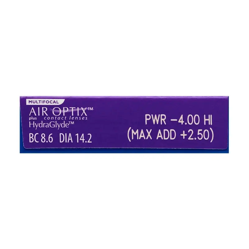Air Optix Plus HydraGlyde Lentillas Multifocales Mensuales , 6 unidades - +6.00, 8.6, Alta, 14.2